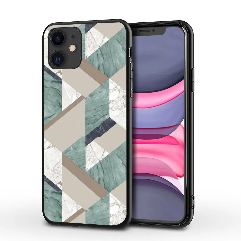 Slim marble pattern protective case for iPhone on a table