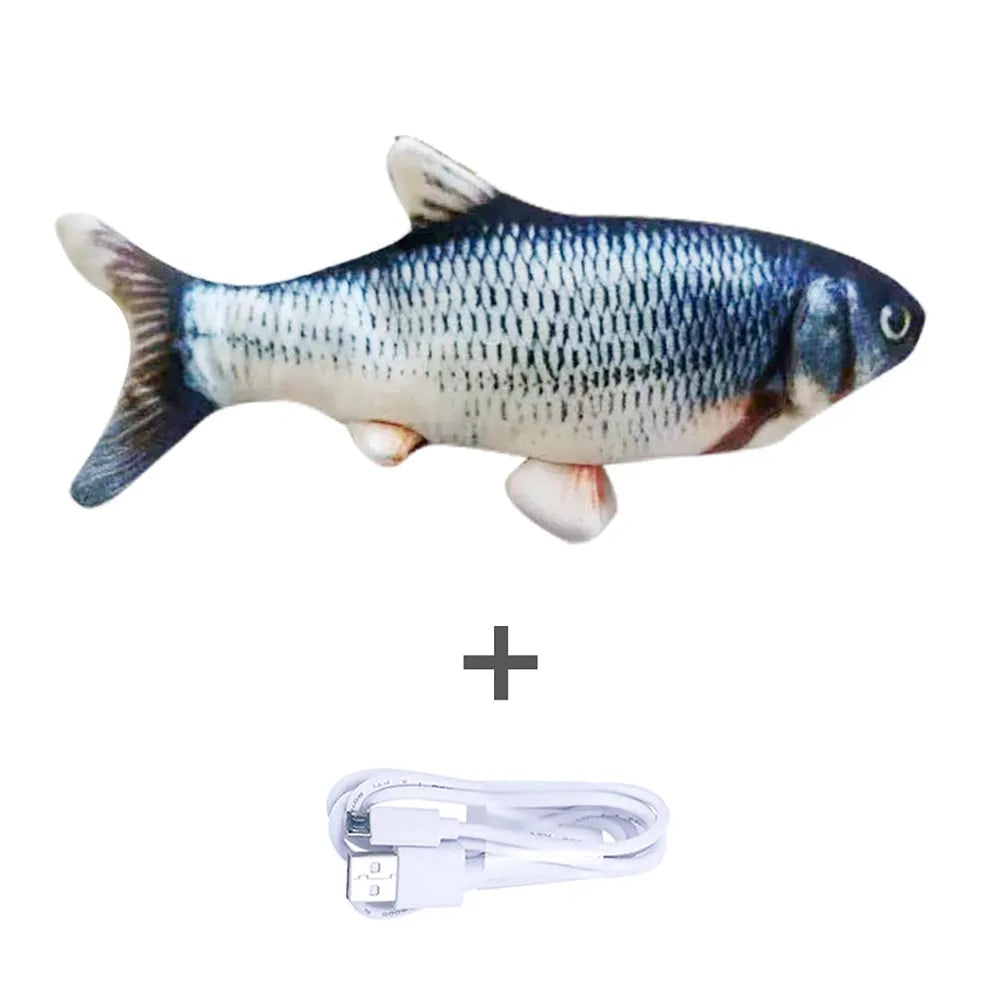 Electronic jumping fish cat toy without cat nip, 30cm multicolour design with USB cable