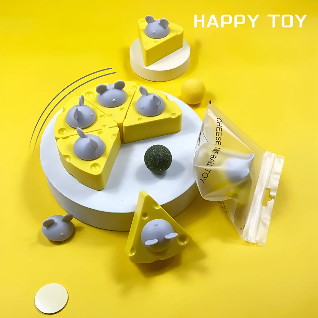 Yellow catnip toy balls for feline dental care and entertainment