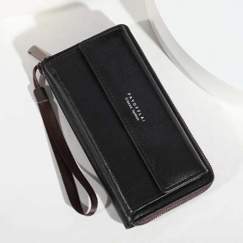 Men's PU leather wallet with multiple card slots in black, brown and coffee brown colours