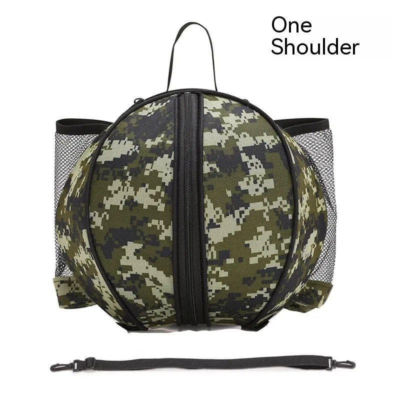 Oxford cloth basketball bag with 9L capacity showing one-shoulder and two-shoulder carrying options