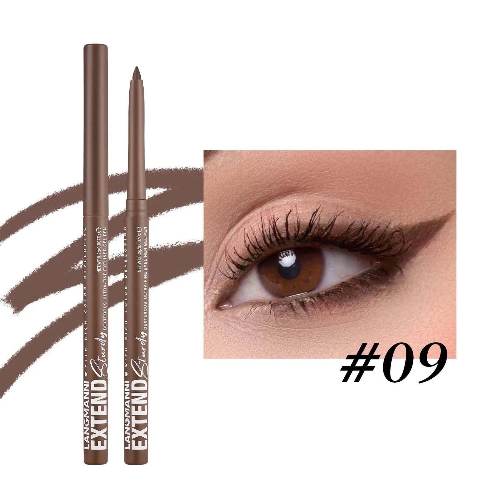 Set of 12 colourful gel glitter eyeliner pencils showing matte, glitter, metallic and pearl shades.