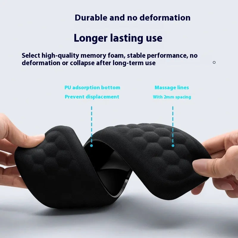 Memory cotton wrist pad for computer use in black or grey with cloth or leather options