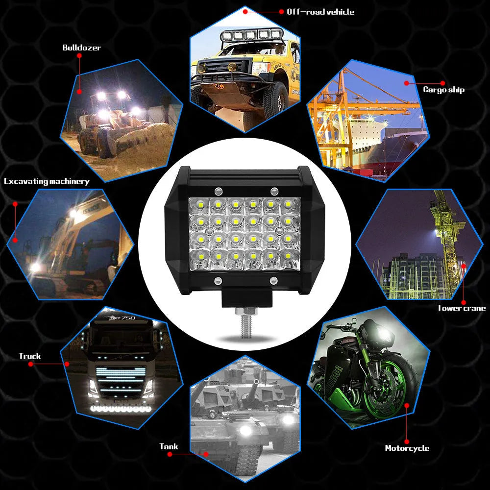 Black 4-row LED strip light with 24 LED beads for off-road vehicle mounting