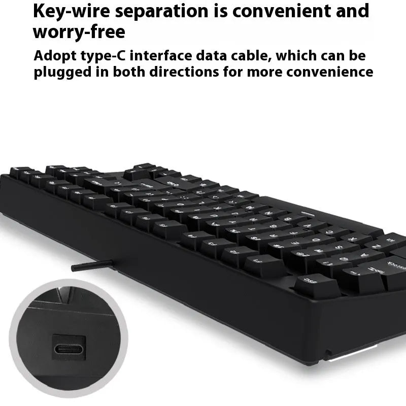 87-key wired mechanical gaming keyboard with hot-swappable switches shown in a two-tone colour scheme on a metal chassis.
