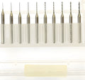 Imported tungsten carbide micro-engraving bit for circuit board and electronics manufacturing.