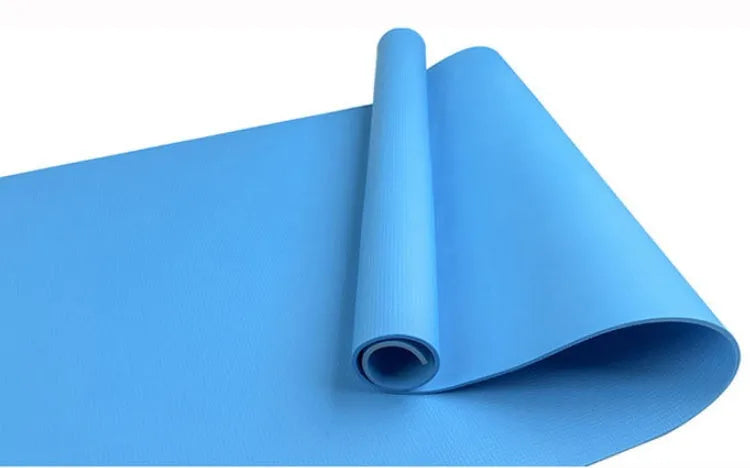Red EVA fitness yoga mat showing its texture, with a 4mm thickness edge visible.