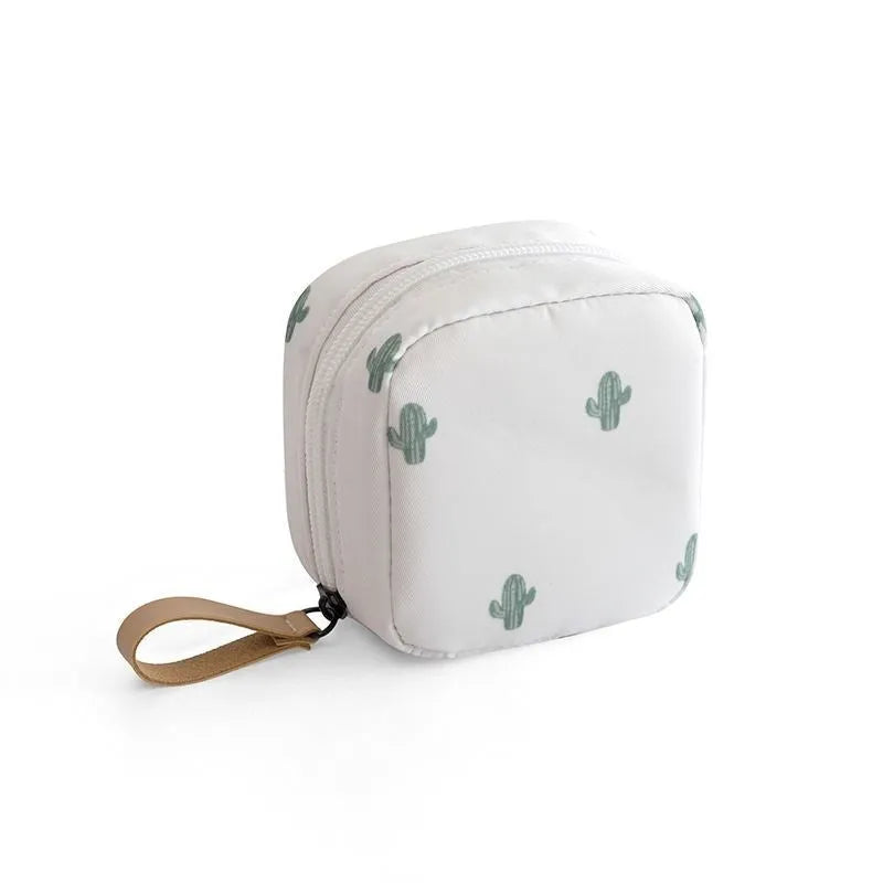 Cloth cube makeup storage bag in plain fabric available in blue, pink, white and white pink colours