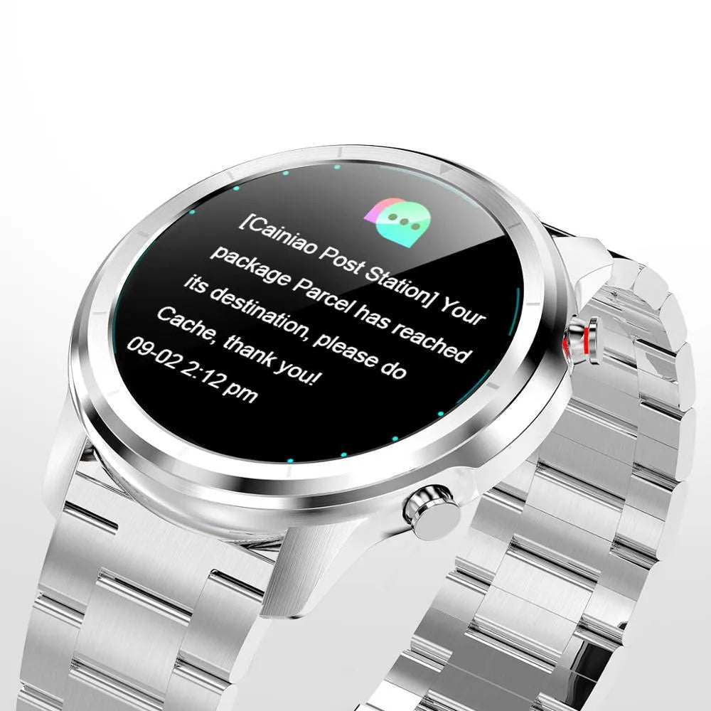 LEMFO LF26 smart bracelet watch on wrist showing 1.3-inch display in a silver colour variant.