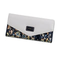 Fashion large capacity buckle three-fold leather clip wallet in five colour options.