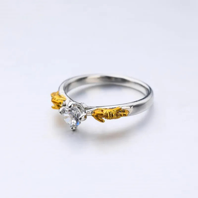 Black gold crystal crown fashion ring on copper base with adjustable sizing for cosplay and office wear