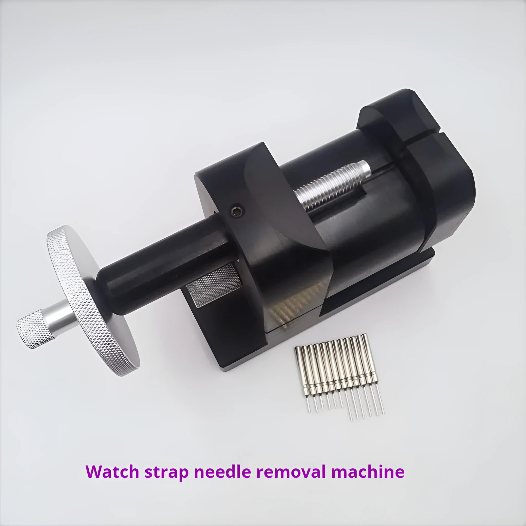 Alloy steel watch strap removal tool set with 12 components for professional watch repair.