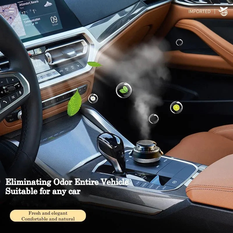 Solar kinetic car air freshener with double ring rotating mechanism in black ocean colour option
