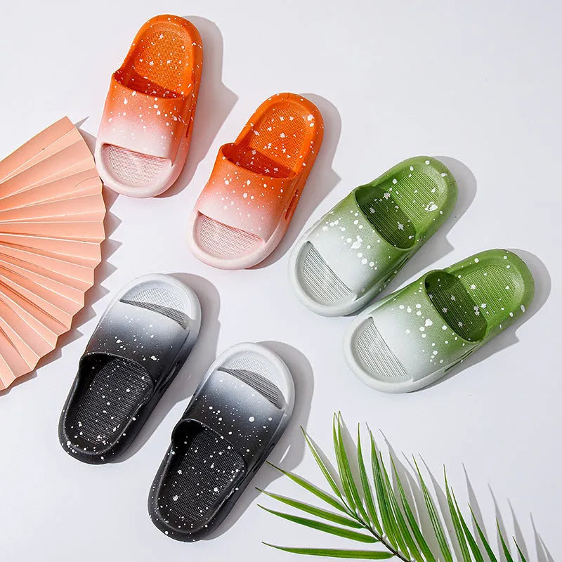 Gradient coloured PVC summer slippers for children with non-slip soles
