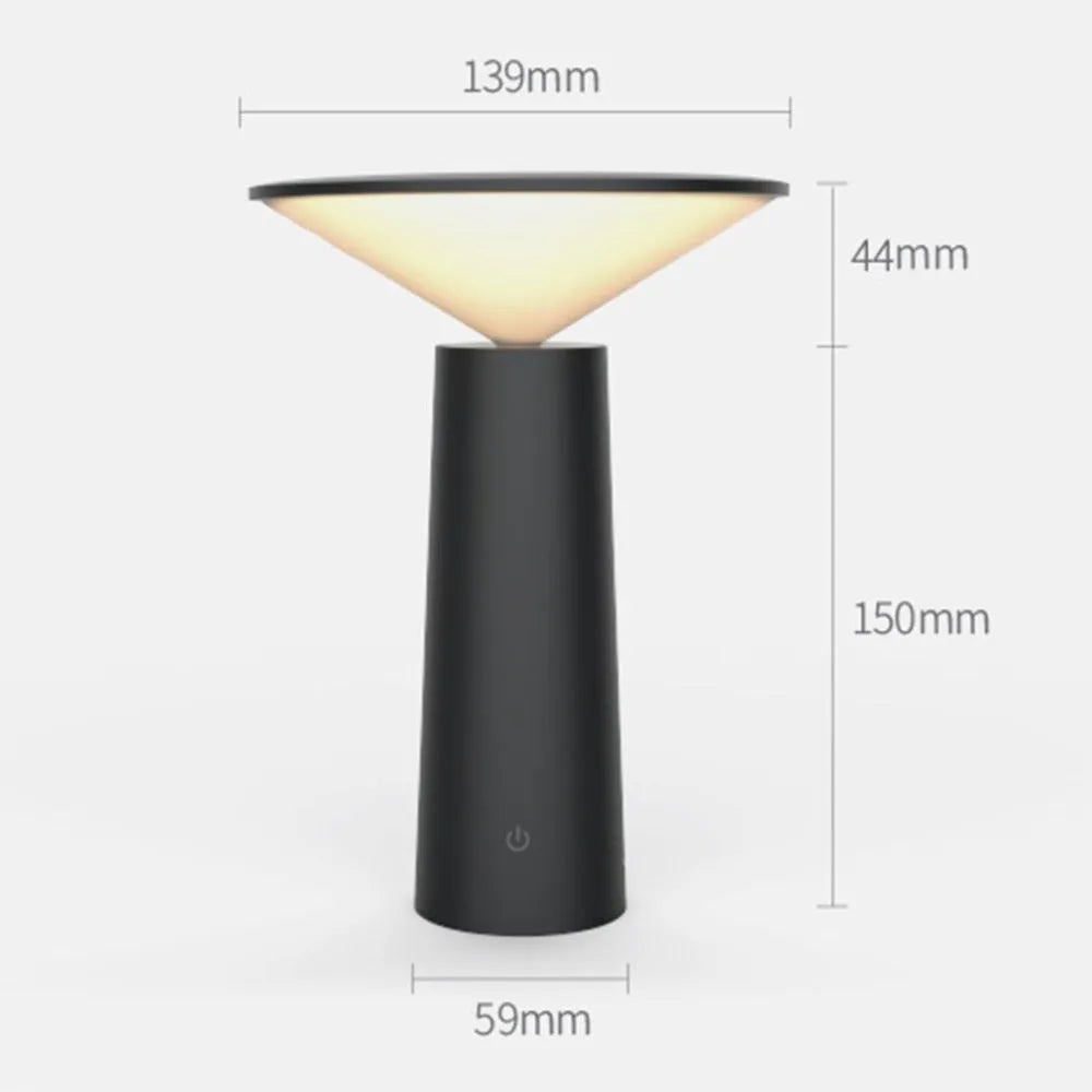 USB rechargeable table lamp with touch sensor and adjustable LED reading light in black or white