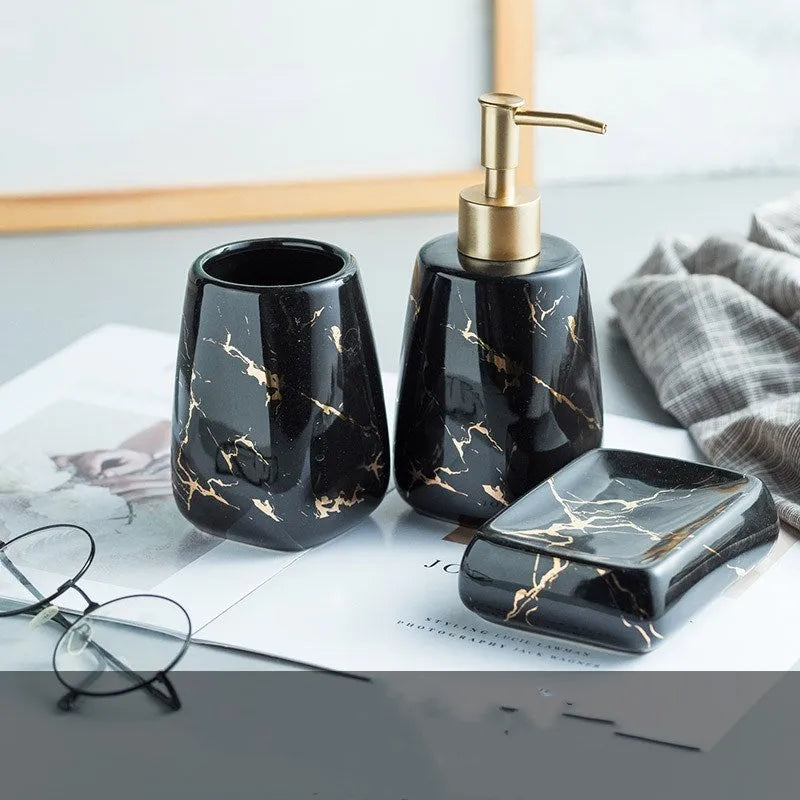 Ceramic bathroom wash set in light luxury style with fine porcelain construction