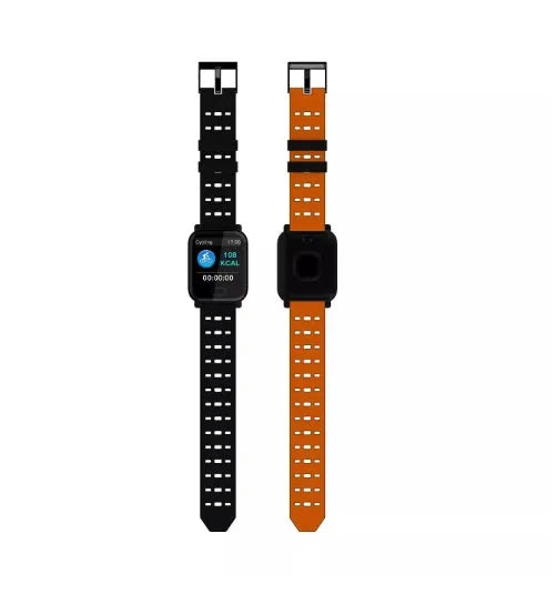A6 colour screen smart bracelet with black silicone strap on a wrist, showing fitness data display.