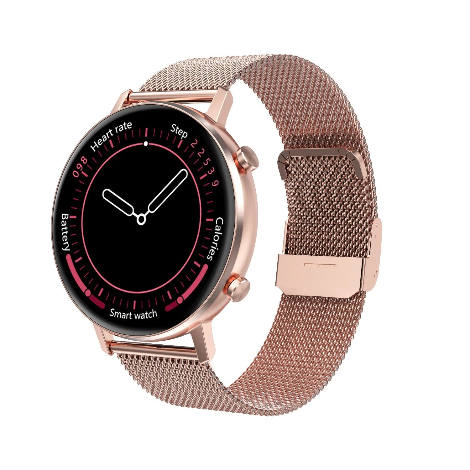 DT96 smart bracelet with steel strap showing 1.3 inch screen on wrist