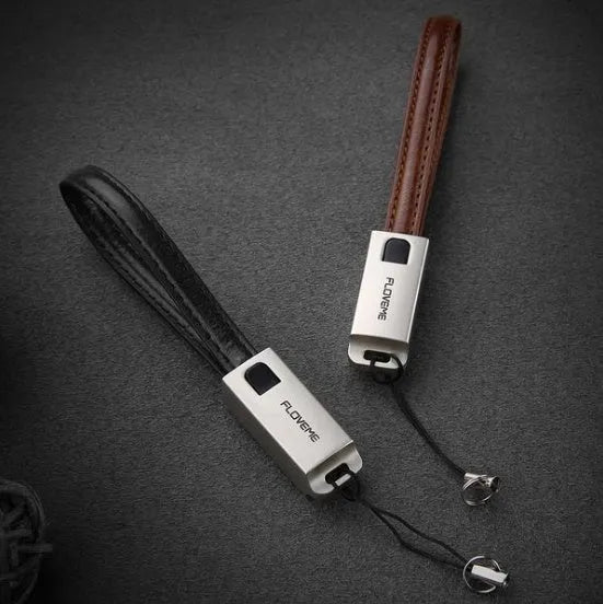 20cm leather braided USB to Lightning iPhone charging cable with zinc alloy connector