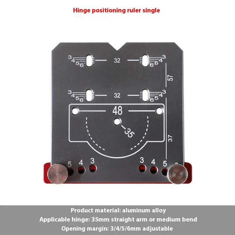 35mm hinge locator tool with adjustable margin settings and aluminium alloy construction
