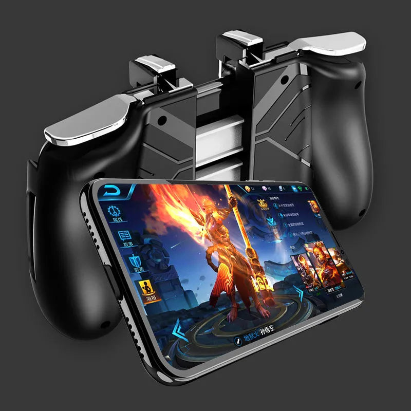 Multifunctional mobile game handle for smartphones in black, blue, and white colour options