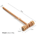 Beech wood massage roller set showing T-shaped and multiple wheeled rollers for muscle tension.