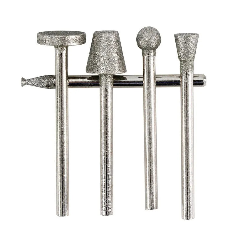 Elliptical cone emery grinding heads with diamond and golden diamond colours for glass, jade, and stone grinding