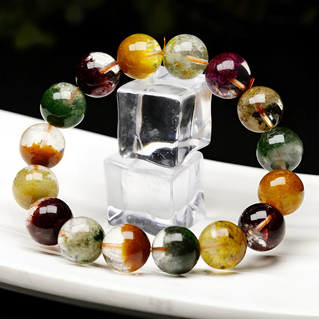 Crystal bracelet with colourful ghost cornucopia design and 10mm ball beads