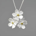 Myosotis Sylvatica sterling silver floral pendant with pastoral design in electroplated finish