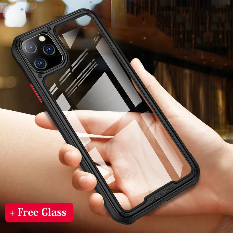 Transparent silicone iPhone 11 case showing back cover design in six colour options