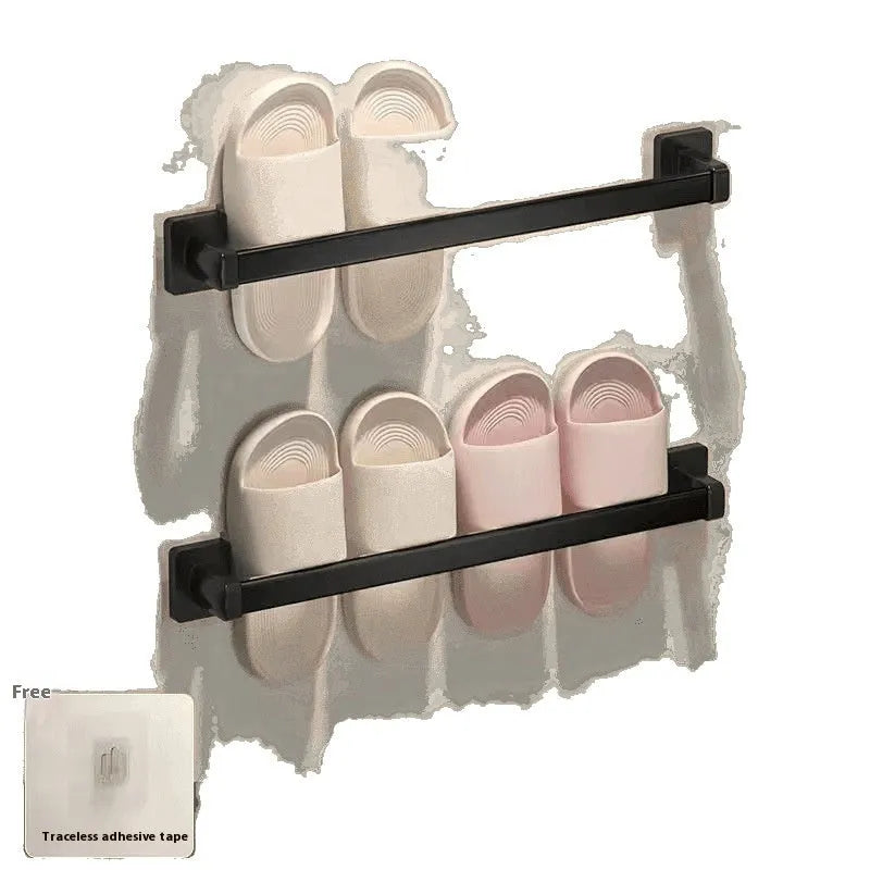 Wall-mounted bathroom slipper rack with built-in seat in Nordic style design