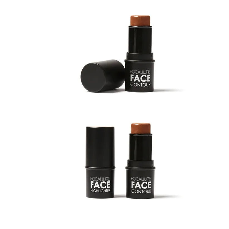 Face contour highlighter cosmetic powder compact with four colour options A, B, C, D.