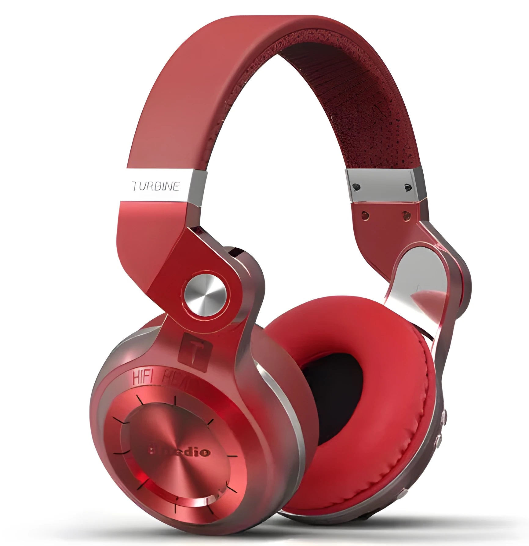 Bluedio T2 Plus Bluetooth on-ear wireless headphones in black, white, red, or blue.