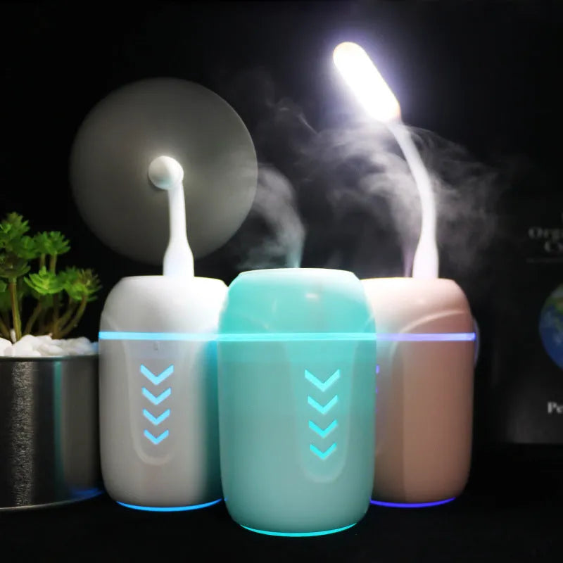 X3 portable car humidifier in columnar design with 200ml tank and dual power options