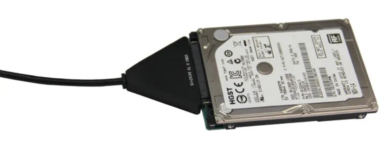 Black USB 3.0 to SATA 7+15 pin hard drive adapter cable with separate power supply line