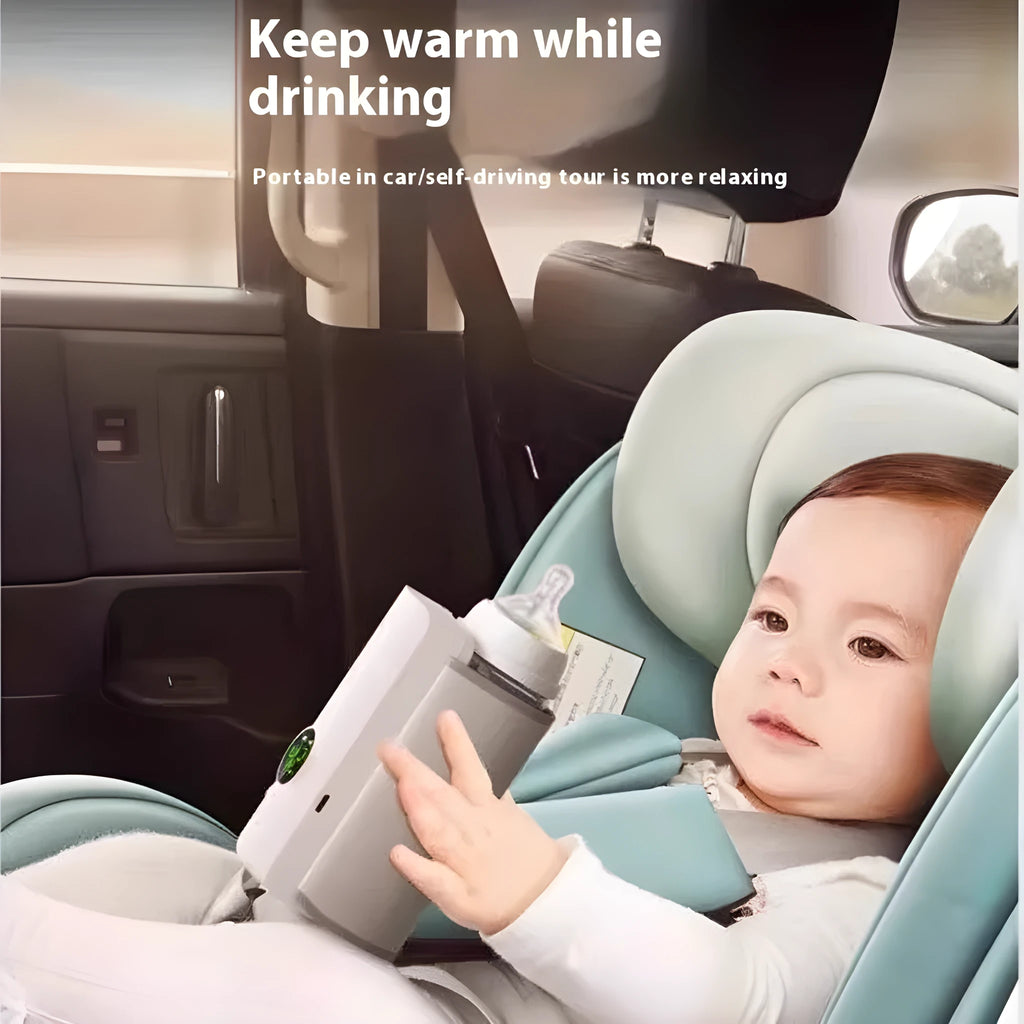 Grey and white portable car charger electric milk warmer for baby bottles