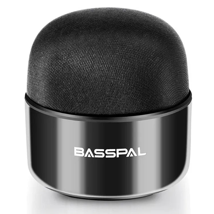 Black portable mini Bluetooth speaker with waterproof plastic casing and button controls