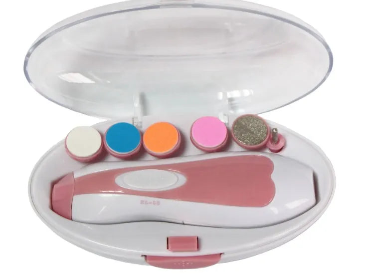 Ultra-quiet baby electric nail polisher manicure kit with night light in assorted colours.