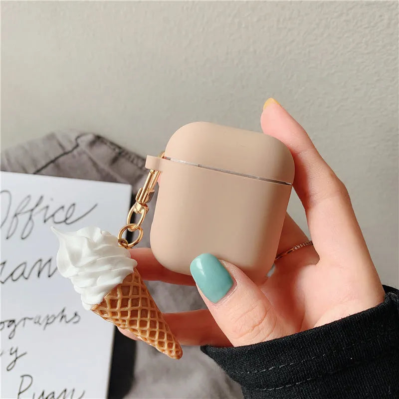 Cylinder ice cream design silicone case for Apple AirPods 2 wireless headphones