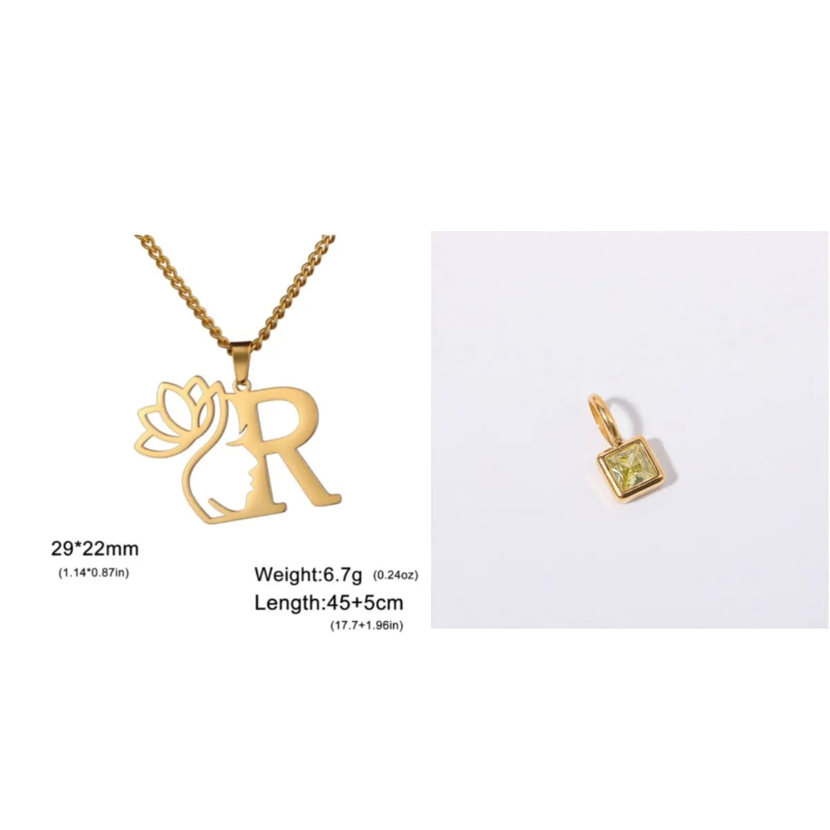 Stainless steel cross chain necklace with single pendant in gold or silver colour