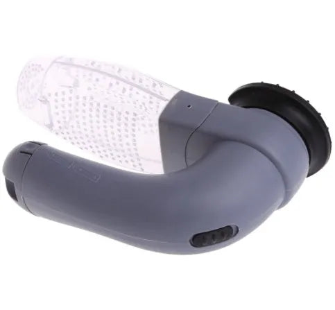 Grey portable electric pet hair vacuum cleaner with soft rubber head for grooming dogs and cats
