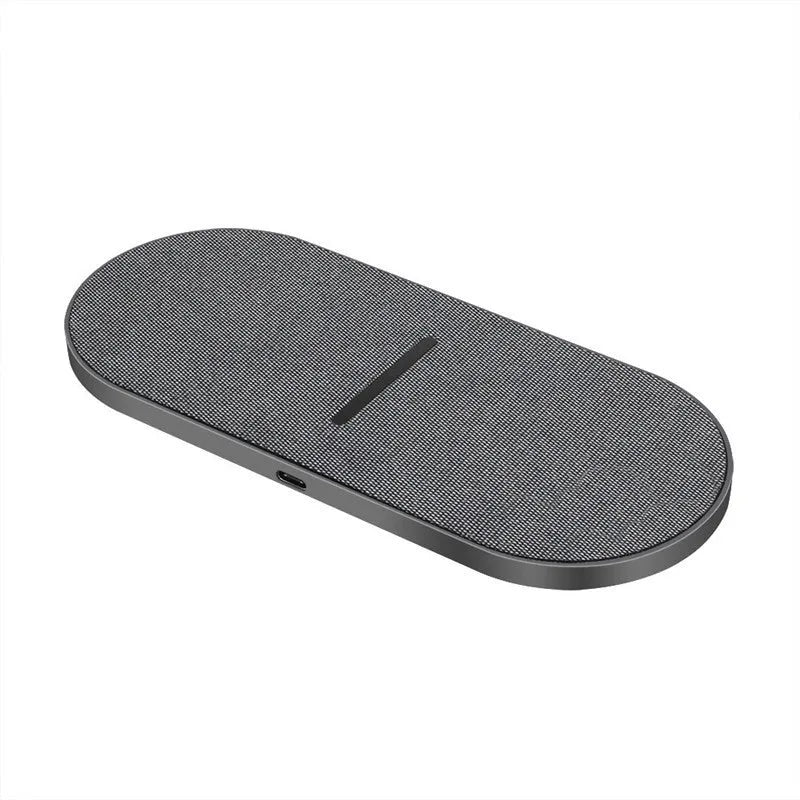 Black wireless charger pair with 10W quick charge capability and status indicator lights