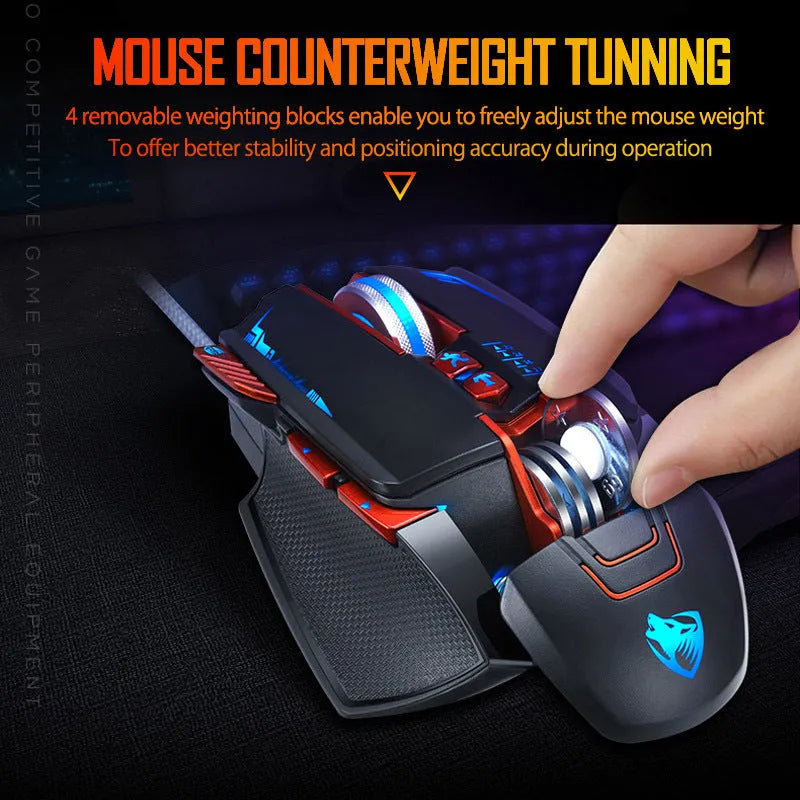 Thunder Wolf V9 black gaming mouse with ergonomic design and six buttons