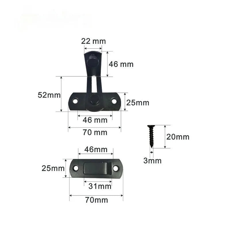 Warehouse hook lock for barn doors with 90-degree rotating stainless steel shackle