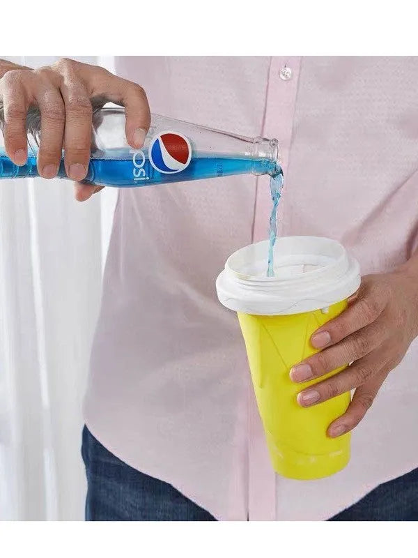 Blue quick refrigeration pinch cup with double-layer silicone construction for making slushies