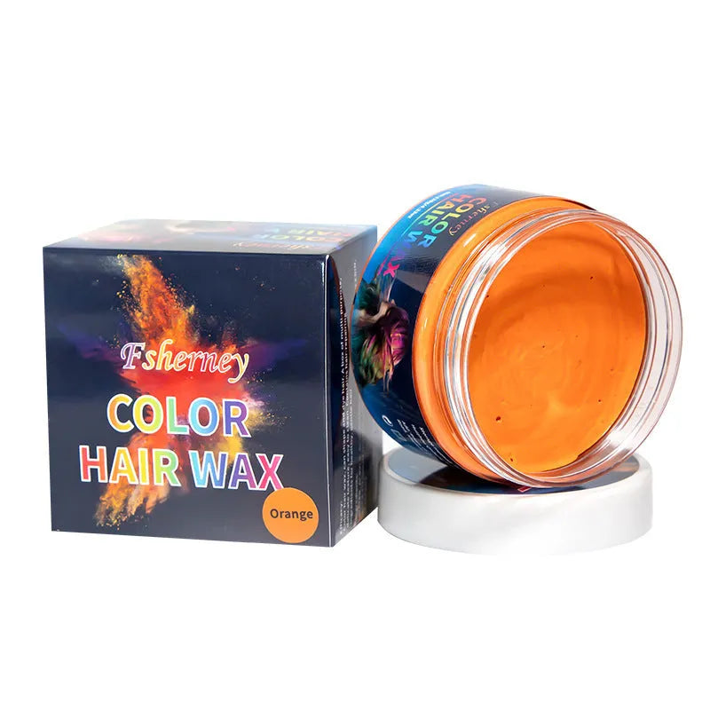 120g hair styling clay jar in one of nine colours: white, orange, red, yellow, blue, green, purple, rose red, or granny grey