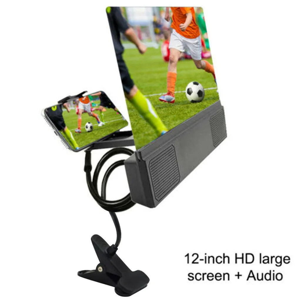 12-inch foldable mobile phone screen amplifier with speaker and flexible gooseneck stand