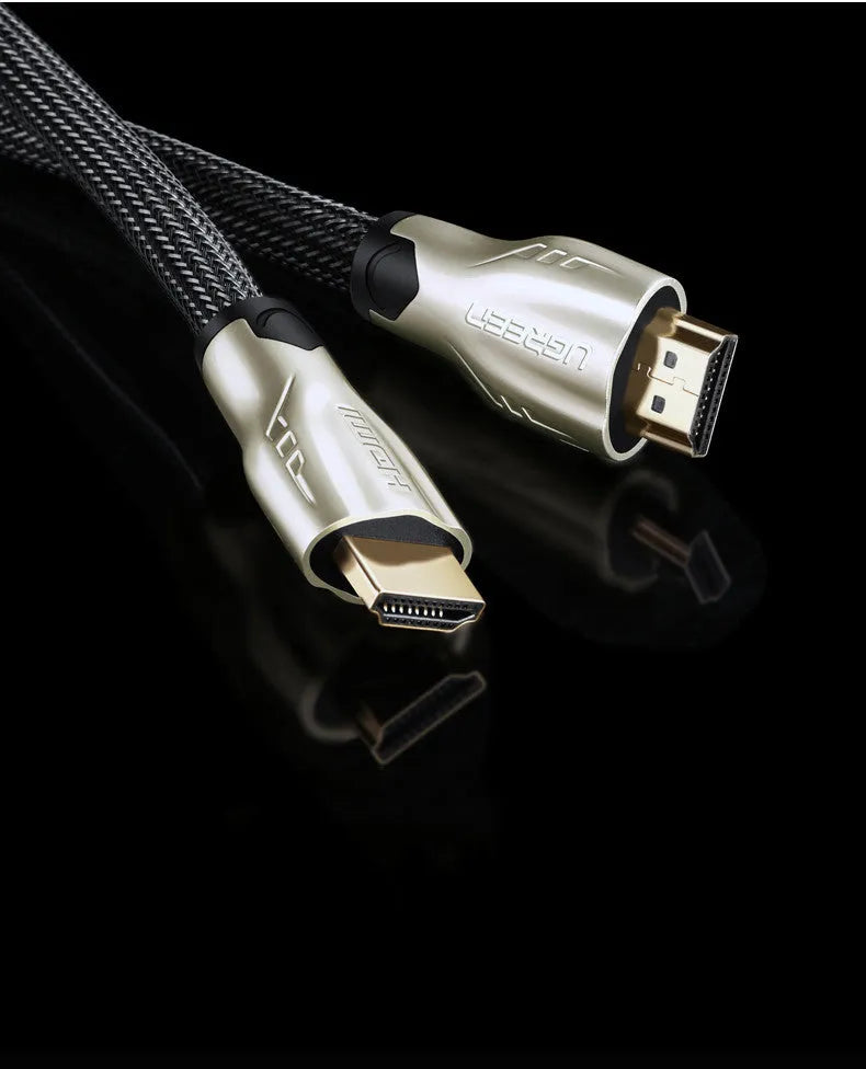 5-metre long black HDMI cable with gold-plated connectors on a white background