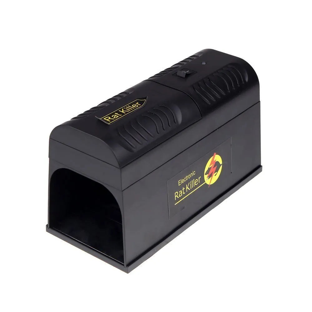 Black high voltage trigger rodent killer device measuring 208x115x75mm with electronic pest control technology