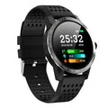 Slim black or blue smart bracelet with a 1.3-inch colour screen showing fitness metrics.